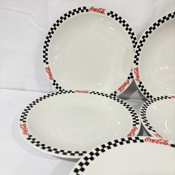 Vintage Coca Cola Red/Black/White Checkered 7 1/2” Plate 2002 Gibson Set Of 5 - Picture 3 of 7